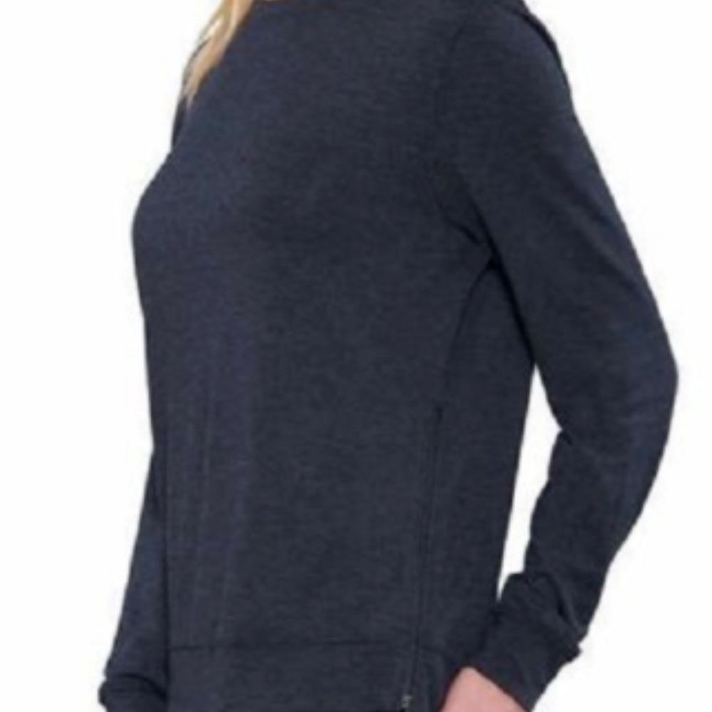 Matty M Women's Long Sleeve Tee with Side Zippers - Picture 3 of 5